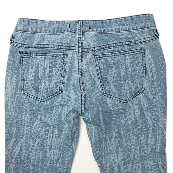 Free People Feather Print Ankle Zip Skinny Cropped Jeans size 27 Indie Y2K - Picture 10 of 14